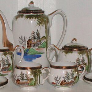 Beautiful Lithophane Kutani Tea Set